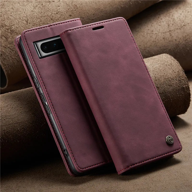 Slim Leather Phone Case with Card Slot for Google Pixel
