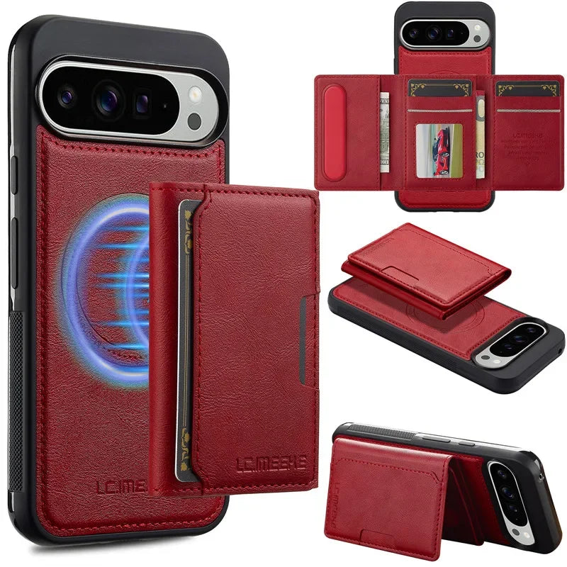 Premium Phone Flip Leather Wallet Case for Pixel