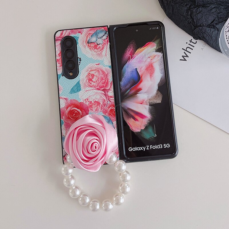 Luxury Phone Case with Crystal Strap for Samsung Galaxy Z Fold 4