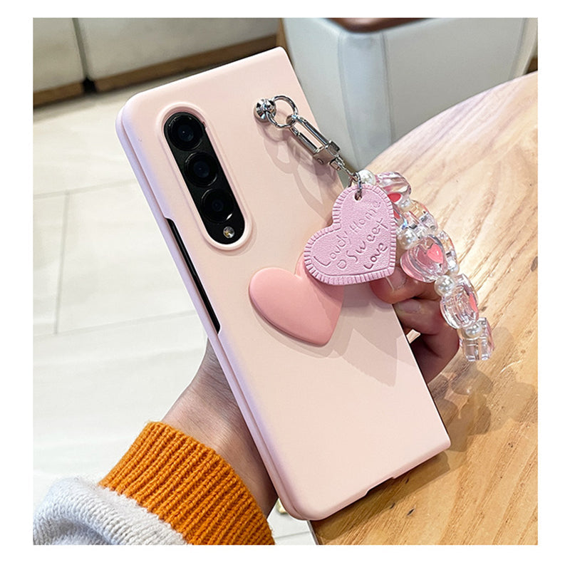 Lovely Heart Phone Case With Chain For Galaxy Z Fold - OmgCases