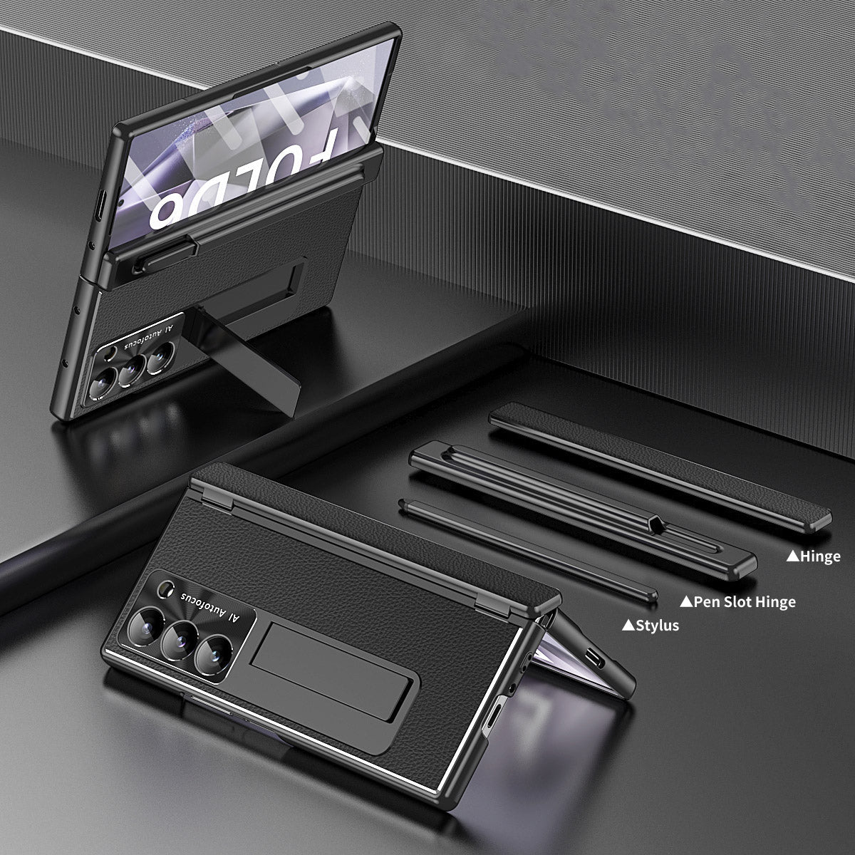 Premium Phone Cover with Stand and Stylus Holder for Samsung Galaxy Z Fold