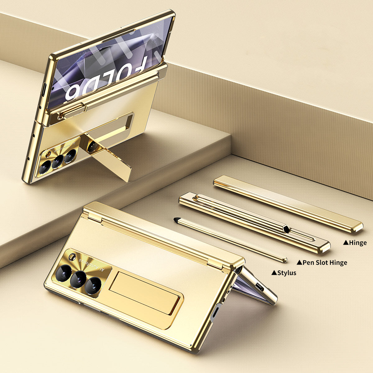 Durable Metal Phone Case with Stand and Stylus Holder