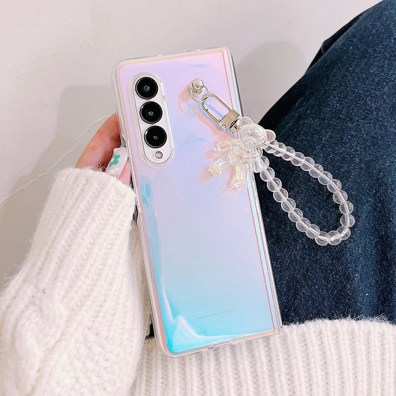 Sparkly 3D Bear Phone Case For Samsung Galaxy Z Fold 4 - OmgCases