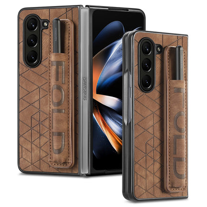 Premium Leather Phone Cover with Pen Holder for Samsung
