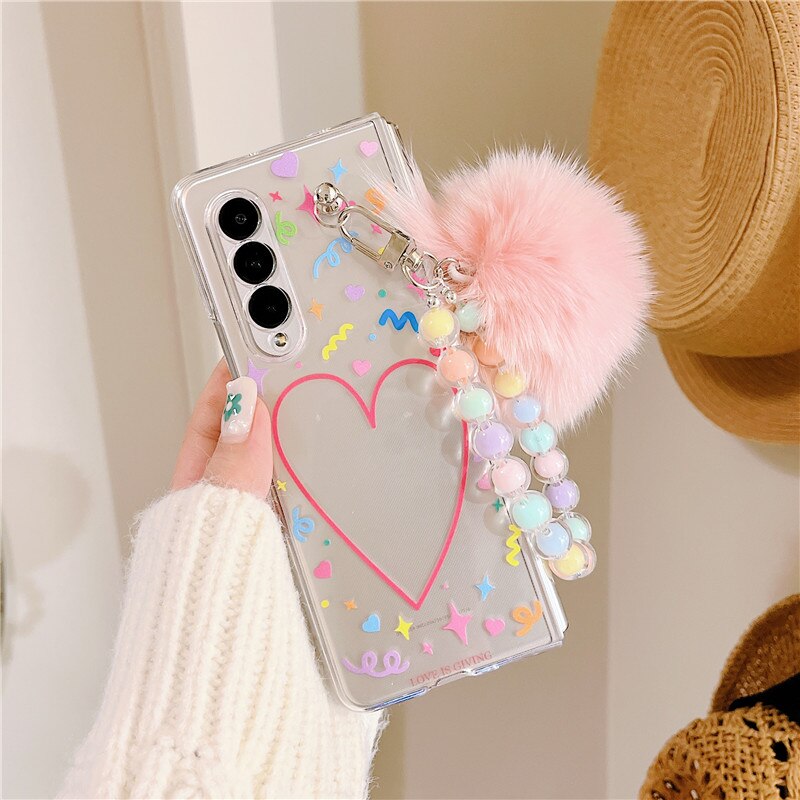 Heart Love Charm Ball Phone Case For Samsung Galaxy Z Fold 4