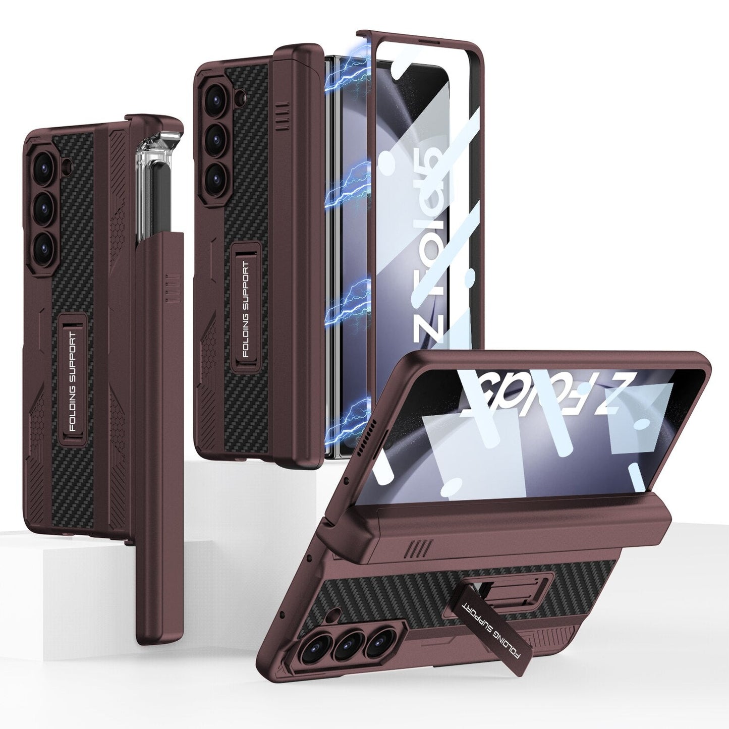 Durable Phone Case with Kickstand and Stylus Holder for Samsung Galaxy Z Fold 5