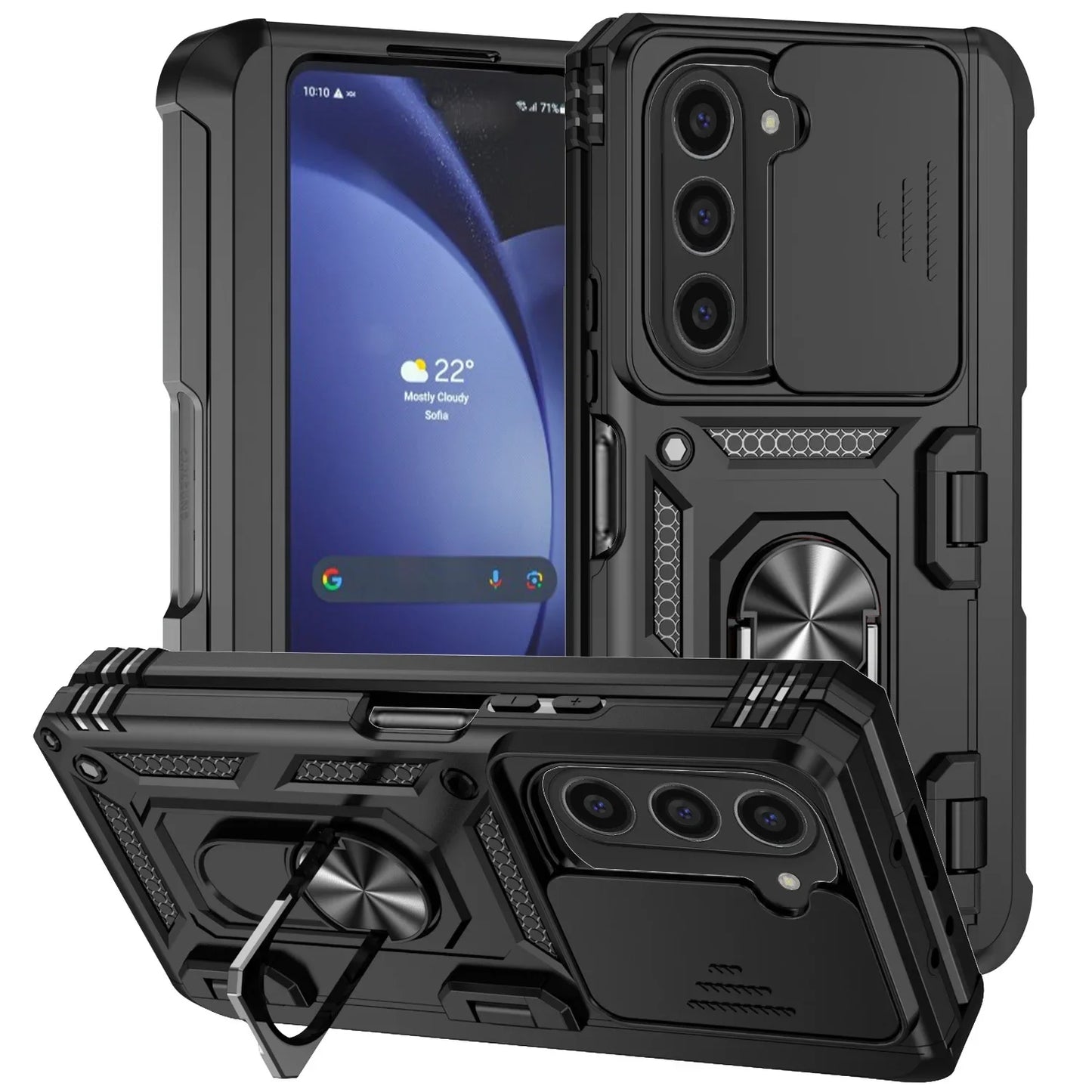 Tough Protective Phone Case with Stand & Lens Cover