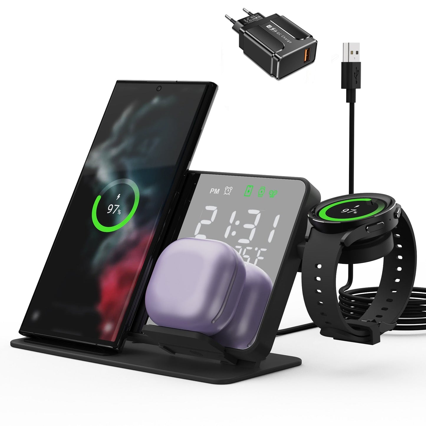 Compact Fast Charging Dock for Samsung Galaxy Phones Watches