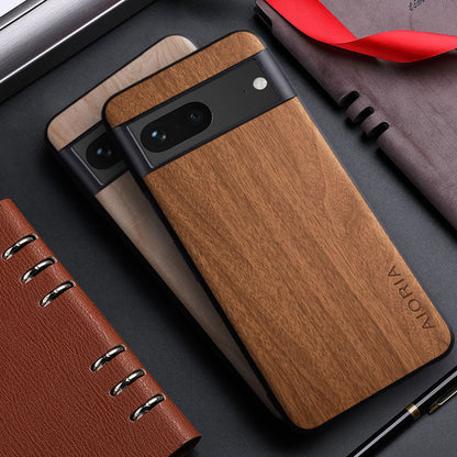 Natural Wood Grain Leather Phone Cover For Google Pixel 7 Pro - OmgCases