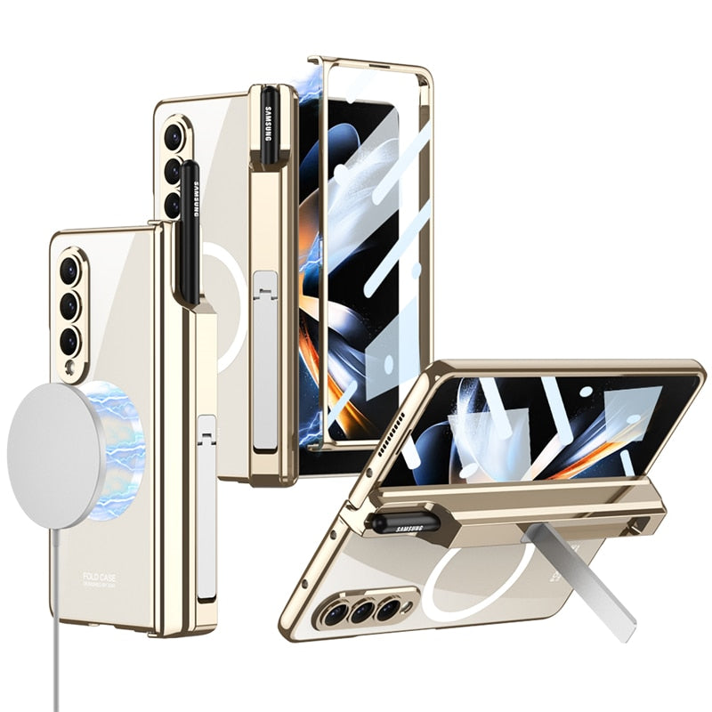 Transparent Protective Case with Tempered Glass for Samsung Galaxy Z Fold 4