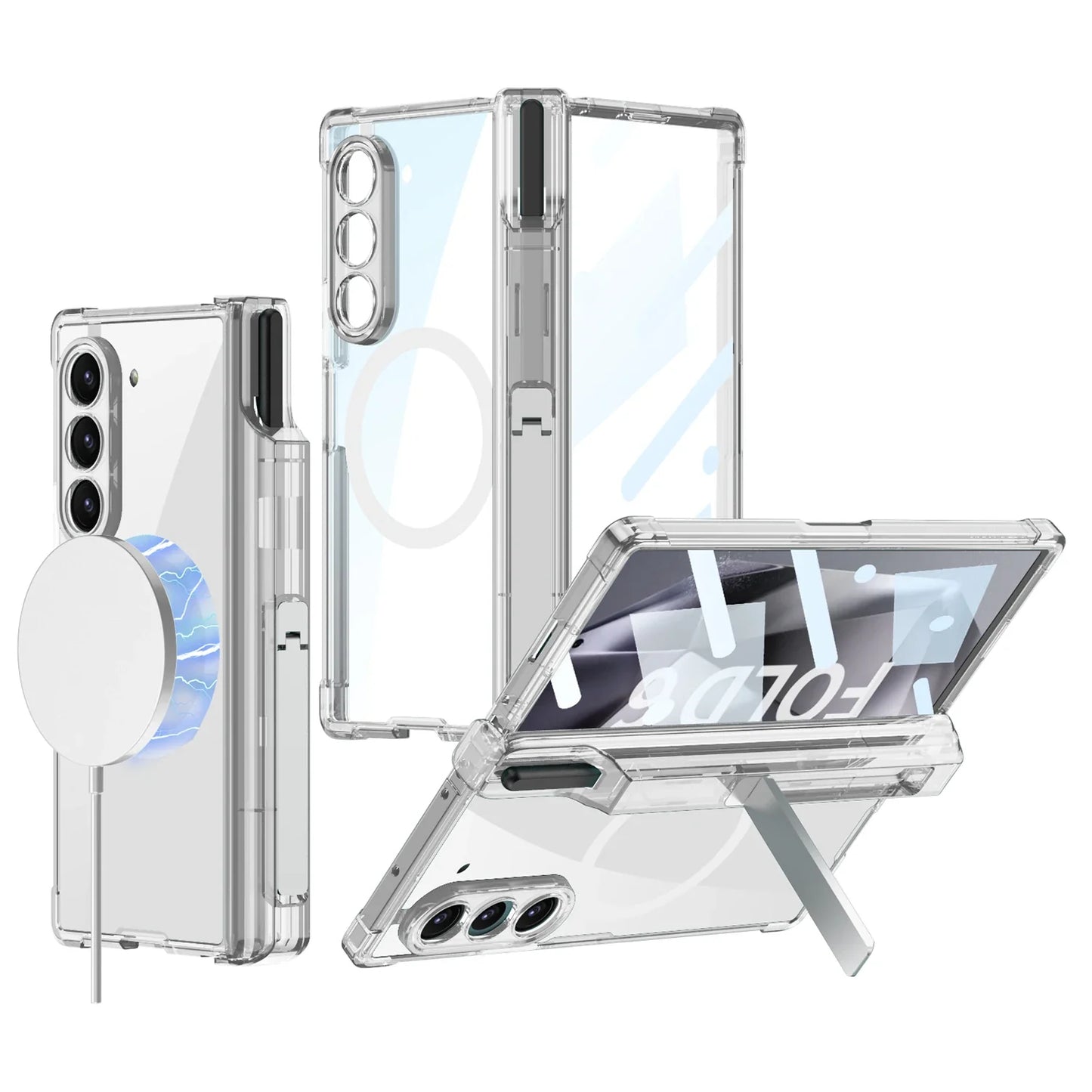 Clear Protective Phone Cover with Stand for Samsung Galaxy Z Fold 6