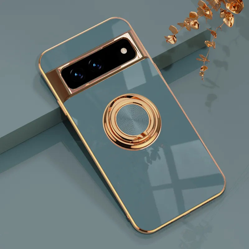 Premium Metal Phone Case with Ring Holder for Google Pixel 8