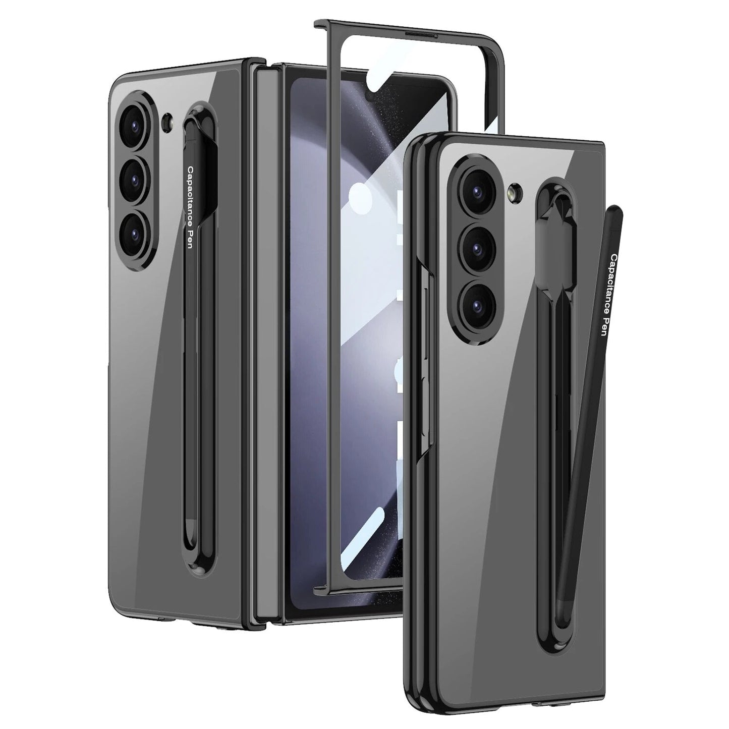 Clear Cover with Magnet Closure & Stylus for Galaxy Z Fold 5