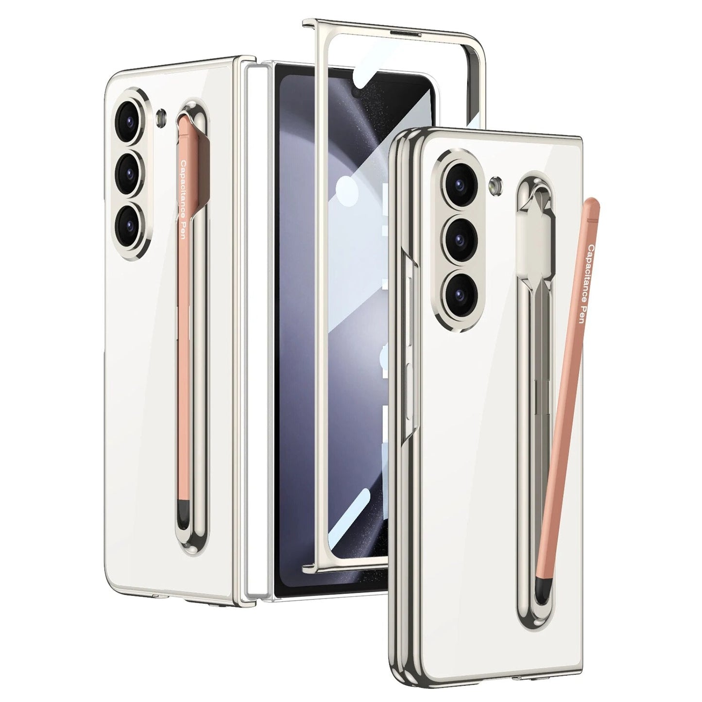 Clear Cover with Magnet Closure & Stylus for Galaxy Z Fold 5