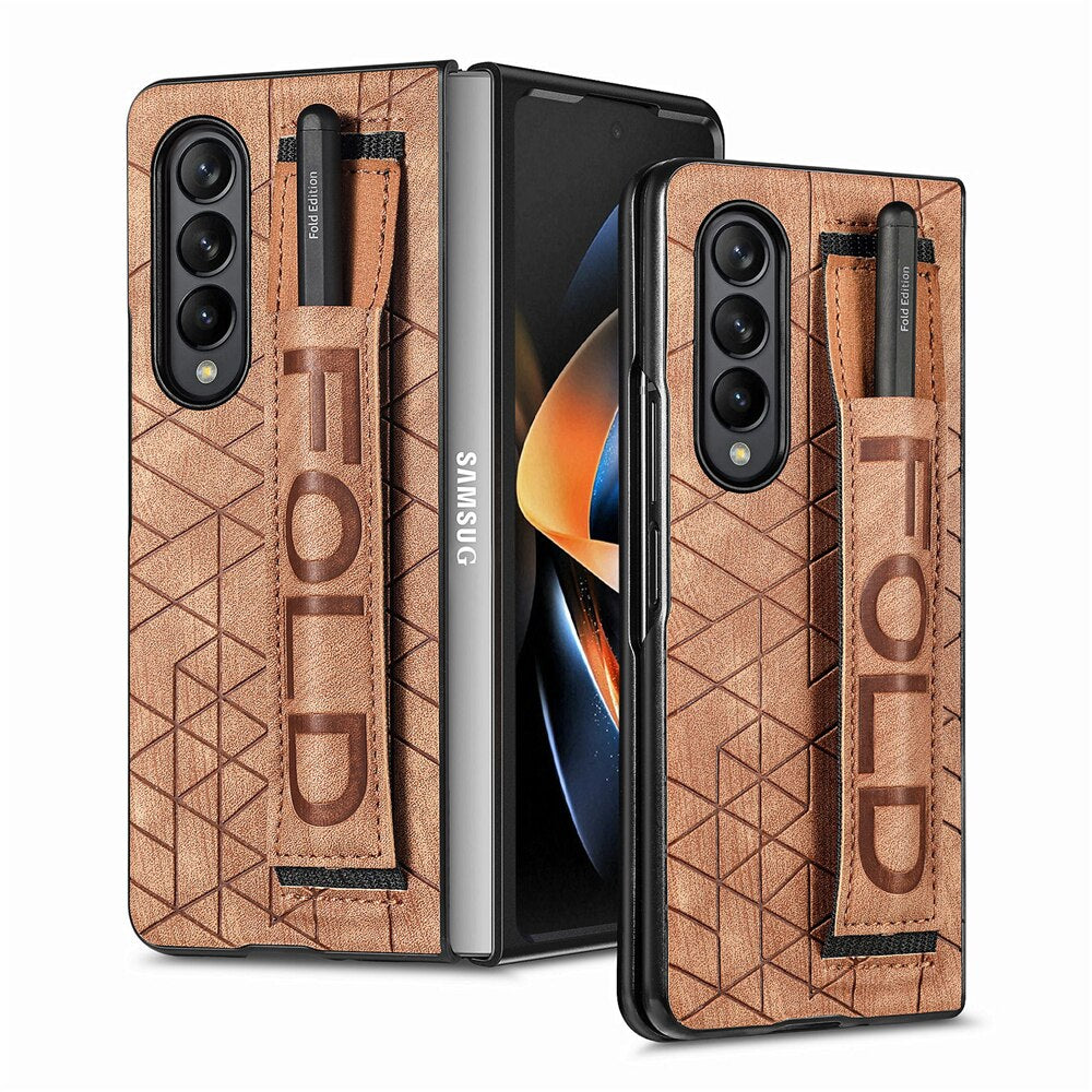 Premium Leather Phone Case With Stylus Holder For Samsung Galaxy Z Fold 4