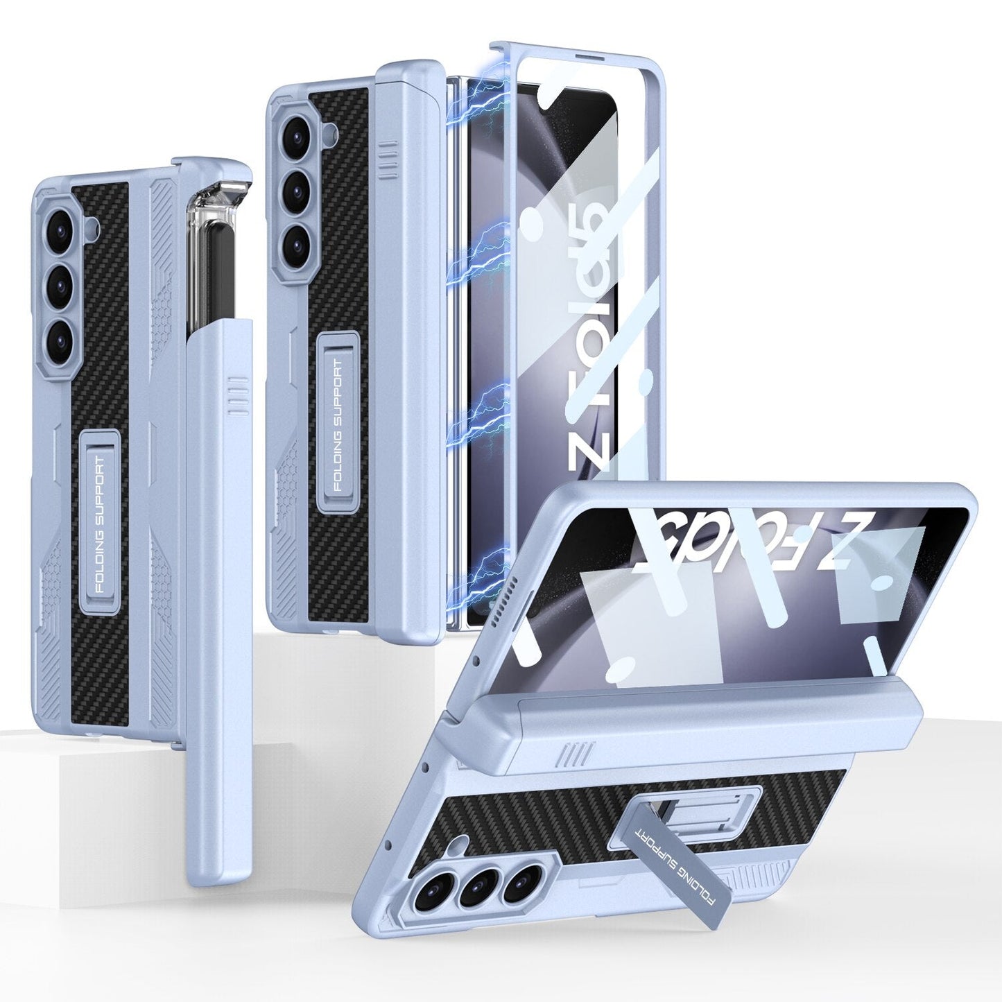 Durable Phone Case with Kickstand and Stylus Holder for Samsung Galaxy Z Fold 5