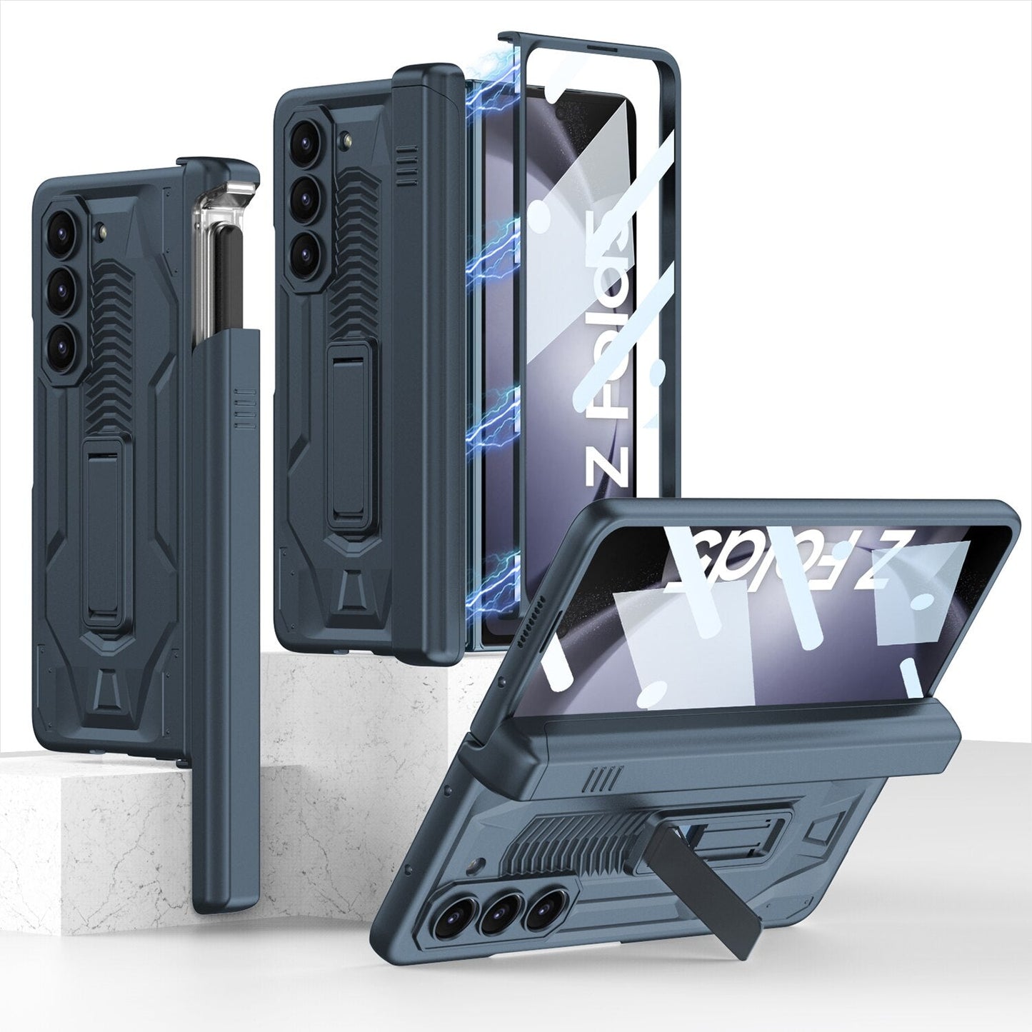 Durable Phone Case with Stand and Stylus Holder for Samsung Galaxy Z Fold 5