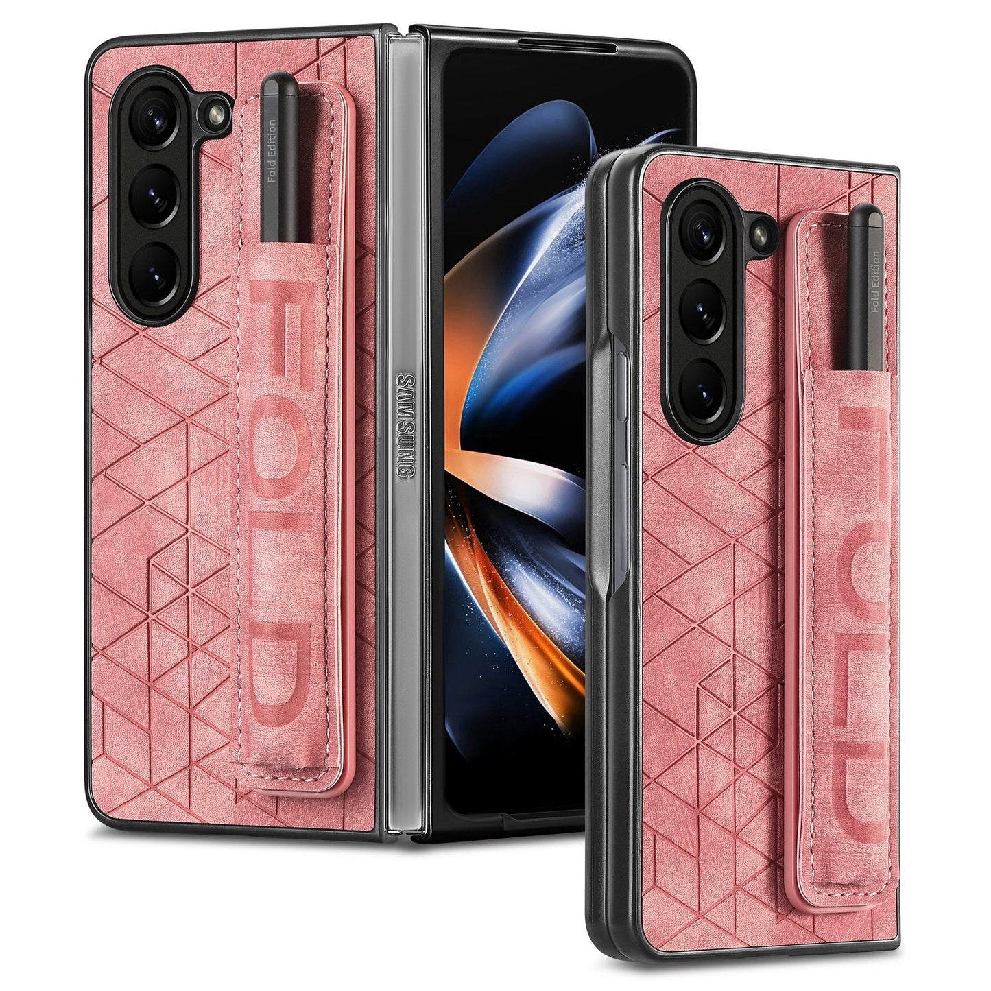 Premium Leather Phone Cover with Pen Holder for Samsung