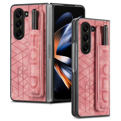 Premium Leather Phone Cover with Pen Holder for Samsung