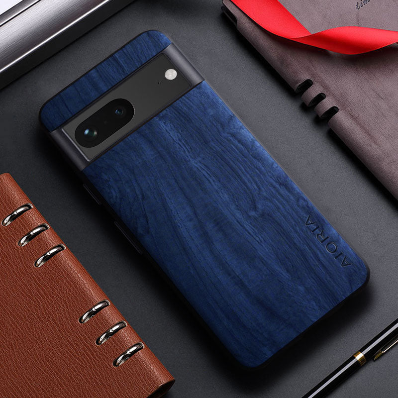 Natural Wood Grain Leather Phone Cover For Google Pixel 7 Pro