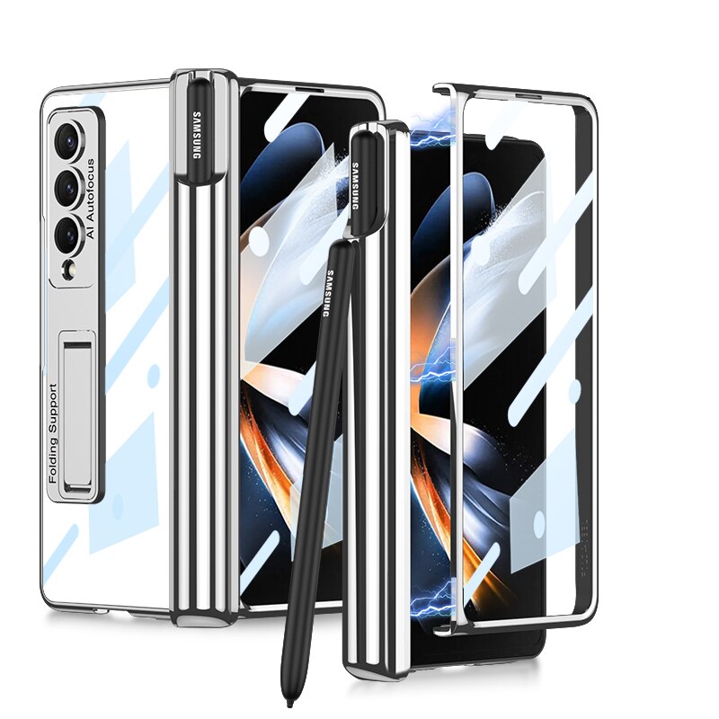 Clear Phone Case with Stylus Holder for Samsung Galaxy Z Fold 4