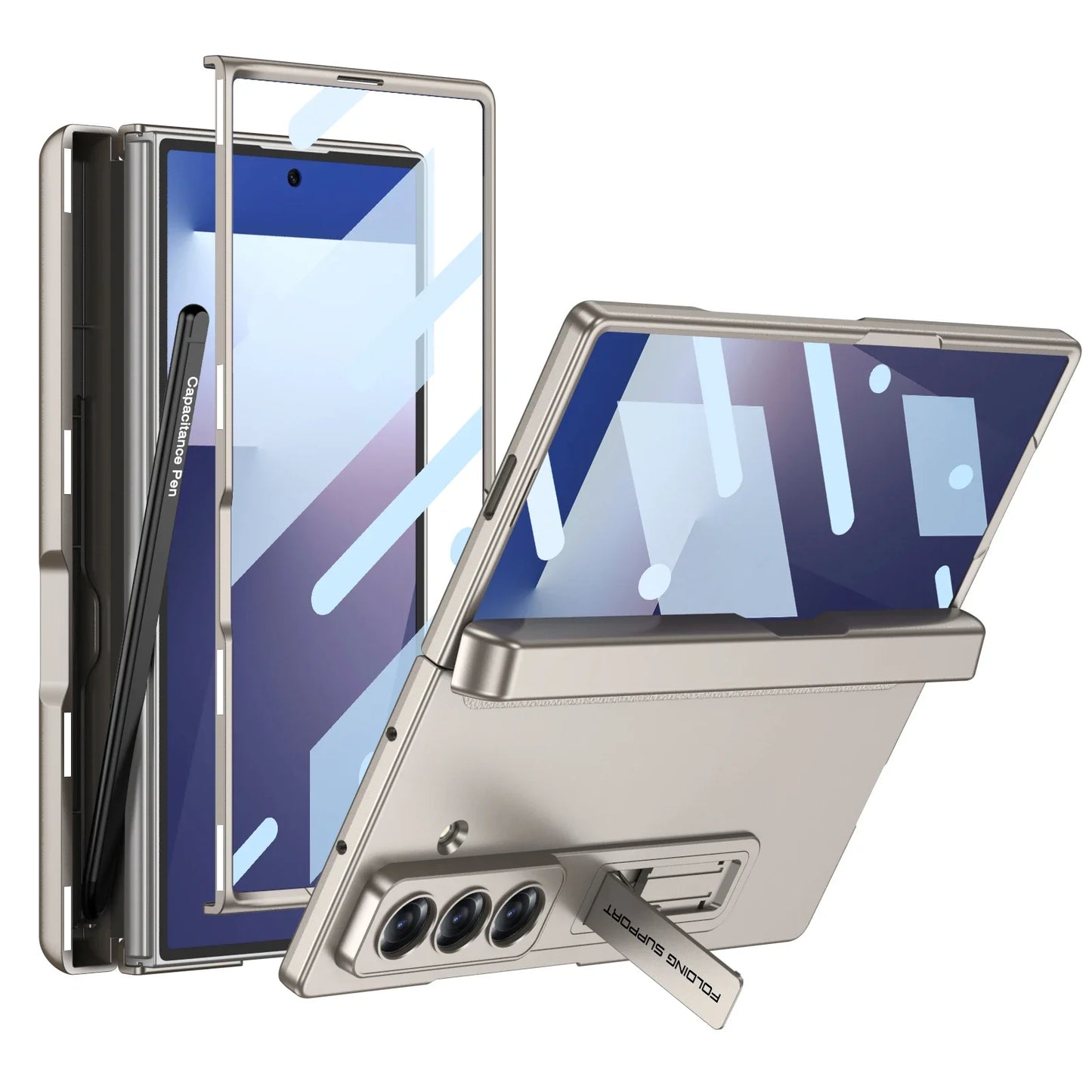 Clear Phone Case with Stand and Stylus Holder