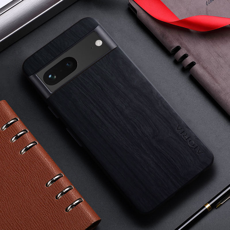 Natural Wood Grain Leather Phone Cover For Google Pixel 7 Pro