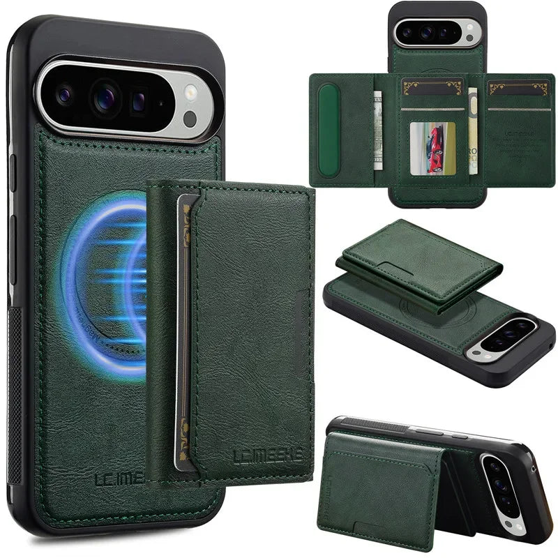 Premium Phone Flip Leather Wallet Case for Pixel