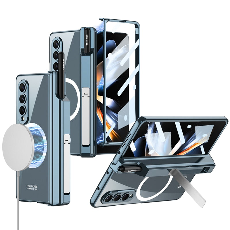 Transparent Protective Case with Tempered Glass for Samsung Galaxy Z Fold 4