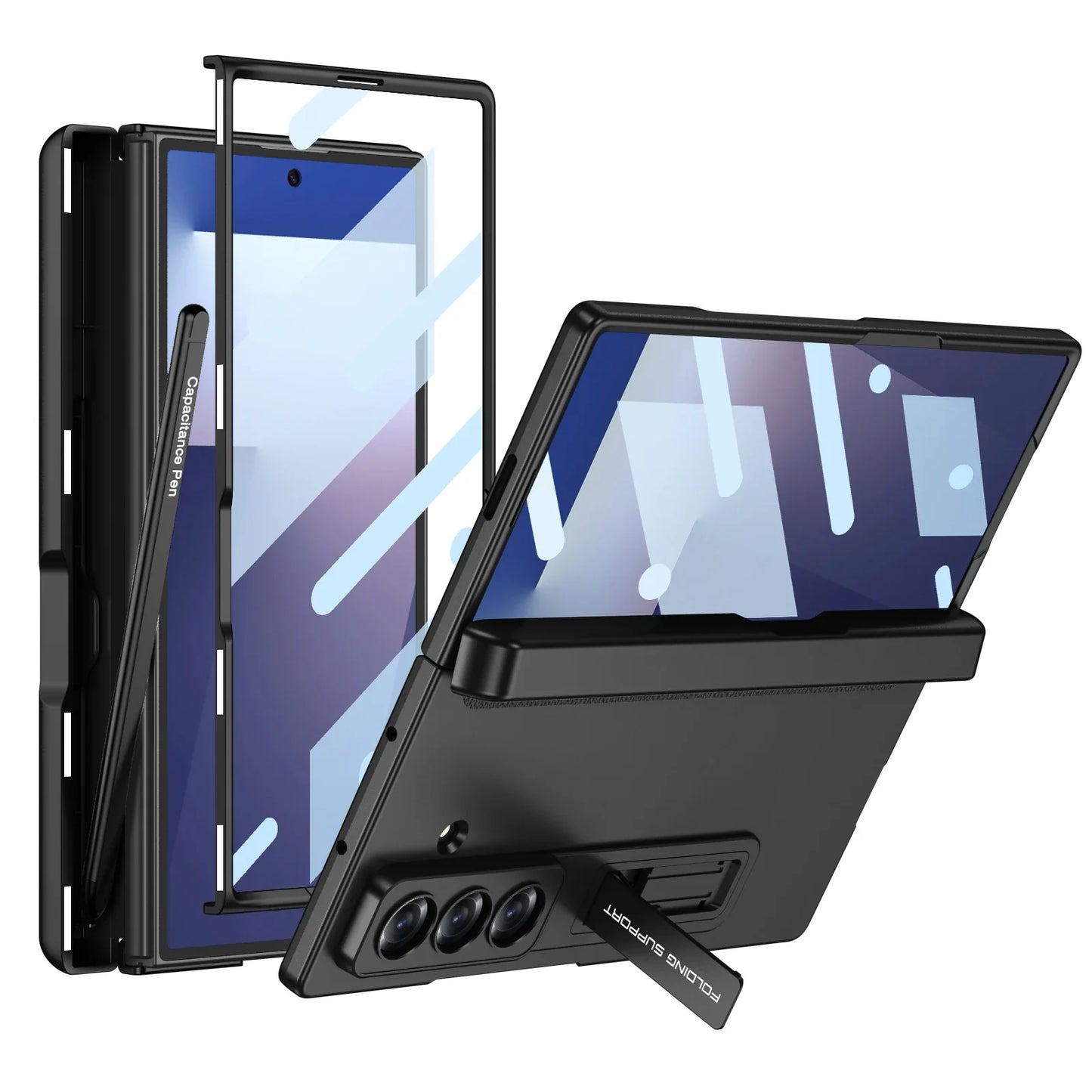 Clear Phone Case with Stand and Stylus Holder