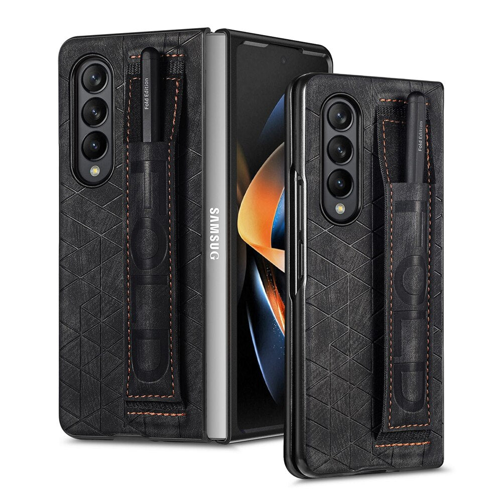Premium Leather Phone Case With Stylus Holder For Samsung Galaxy Z Fold 4