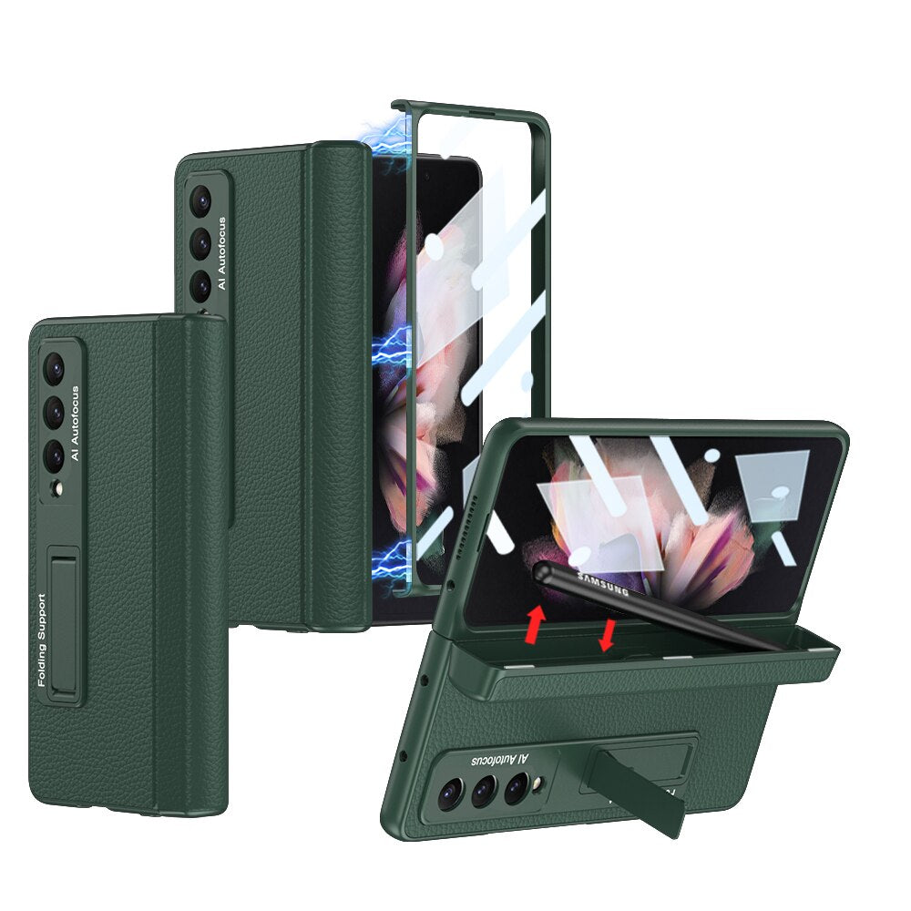 Clear Phone Case with Stand and Stylus Holder for Galaxy Z Fold 4