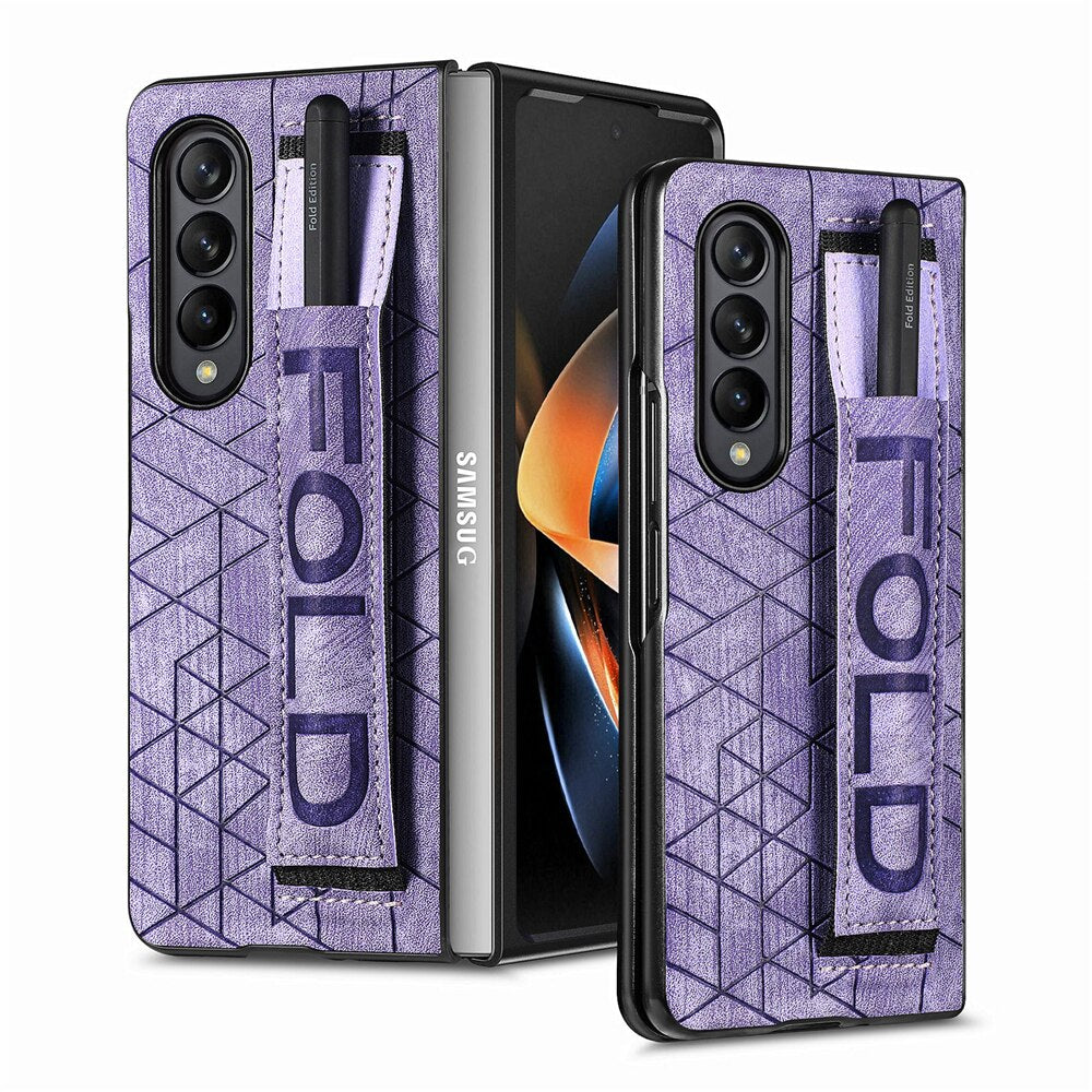 Premium Leather Phone Case With Stylus Holder For Samsung Galaxy Z Fold 4