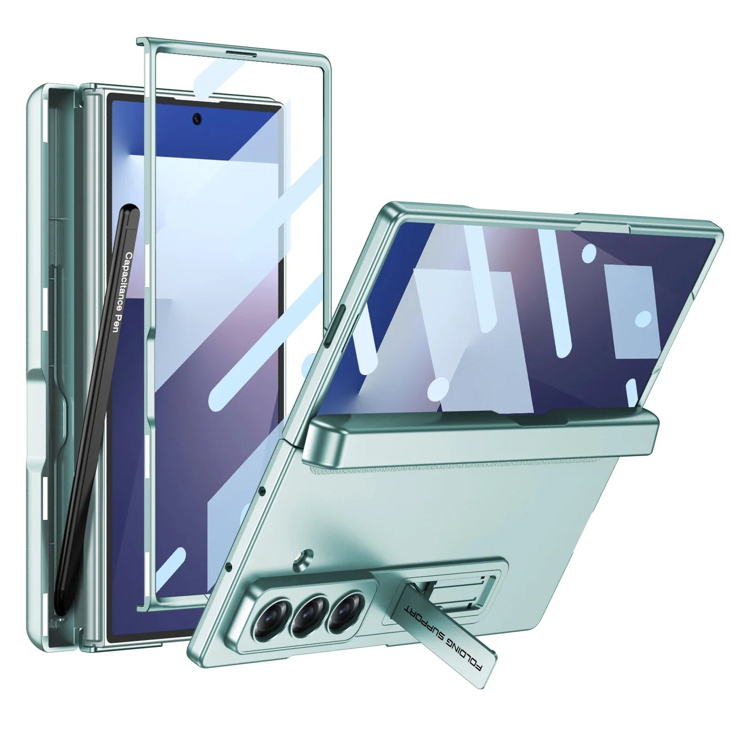 Clear Phone Case with Stand and Stylus Holder