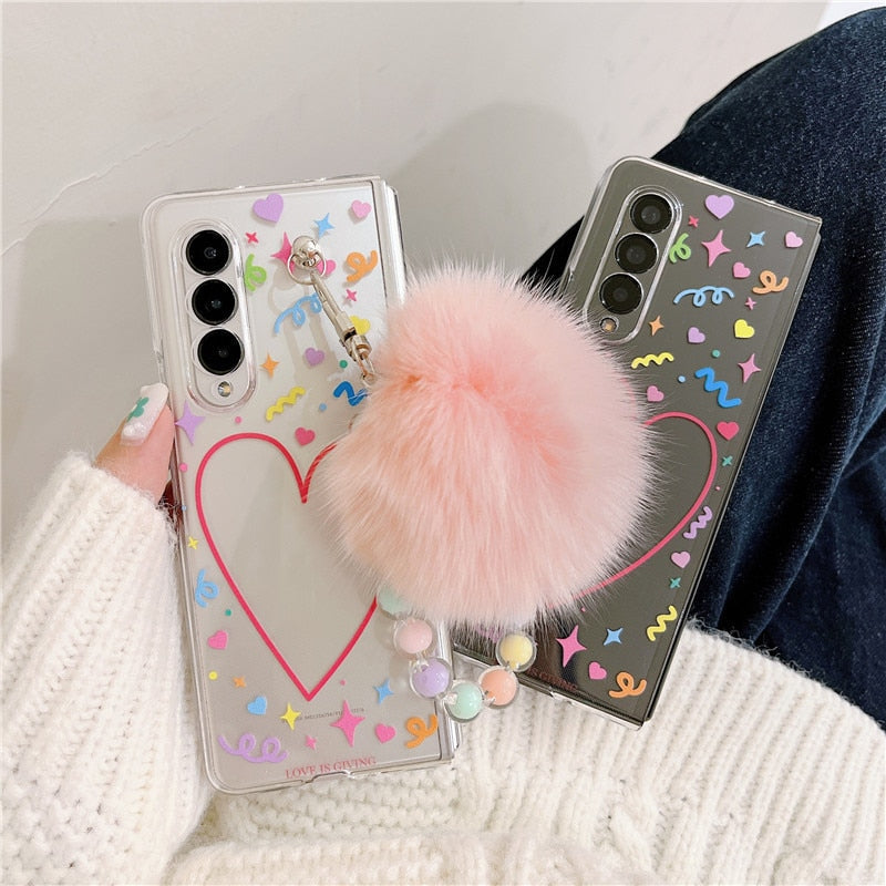Heart Love Charm Ball Phone Case For Samsung Galaxy Z Fold 4 - OmgCases