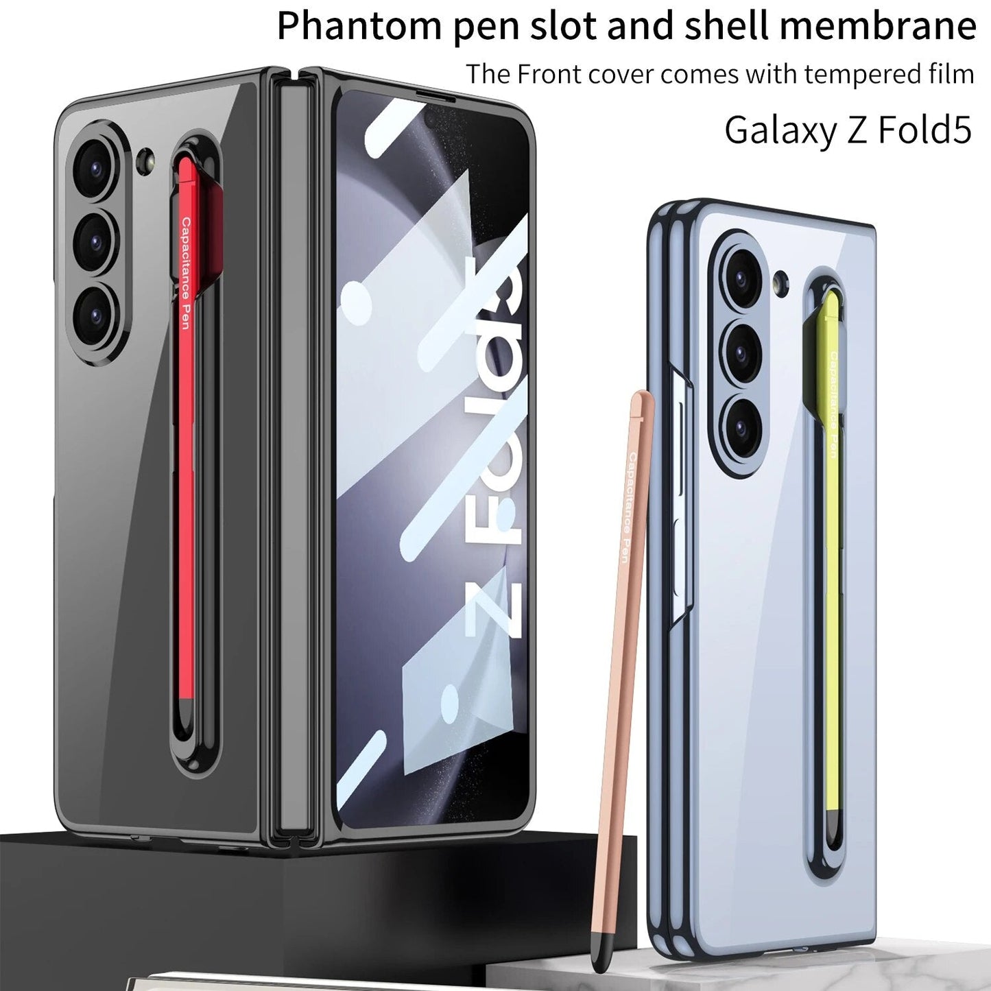 Clear Cover with Magnet Closure & Stylus for Galaxy Z Fold 5 - OmgCases