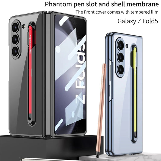 Clear Cover with Magnet Closure & Stylus for Galaxy Z Fold 5 - OmgCases
