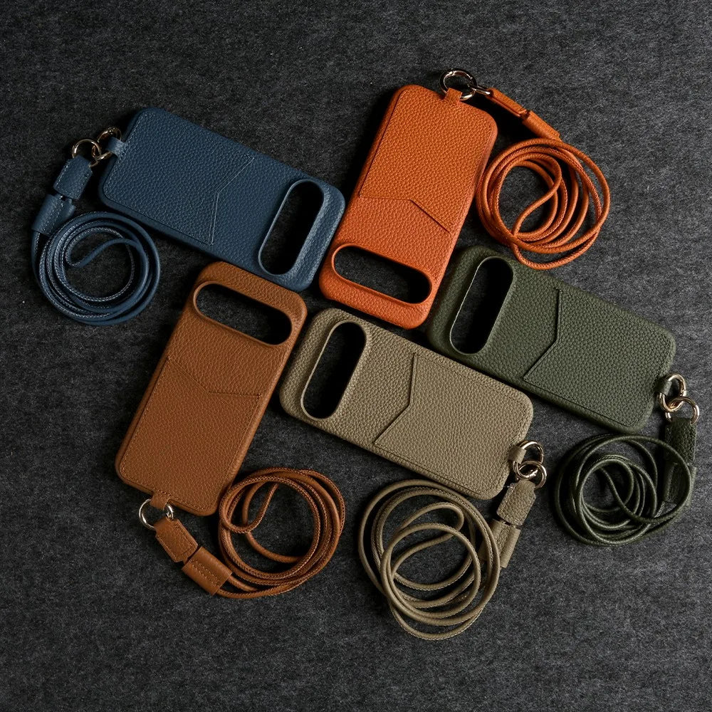 Small Leather Phone Pouch with Card Slot for Pixel - OmgCases
