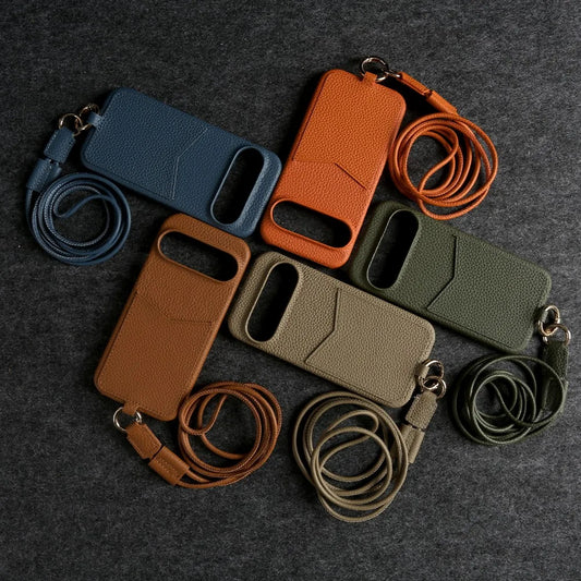 Small Leather Phone Pouch with Card Slot for Pixel - OmgCases
