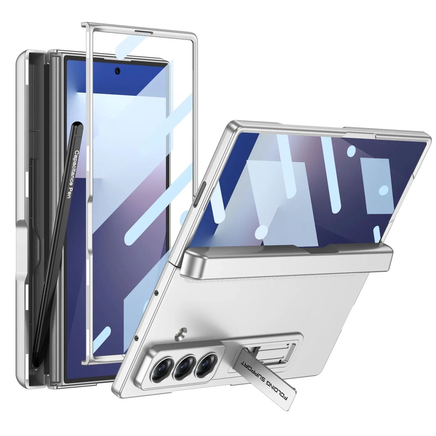 Clear Phone Case with Stand and Stylus Holder