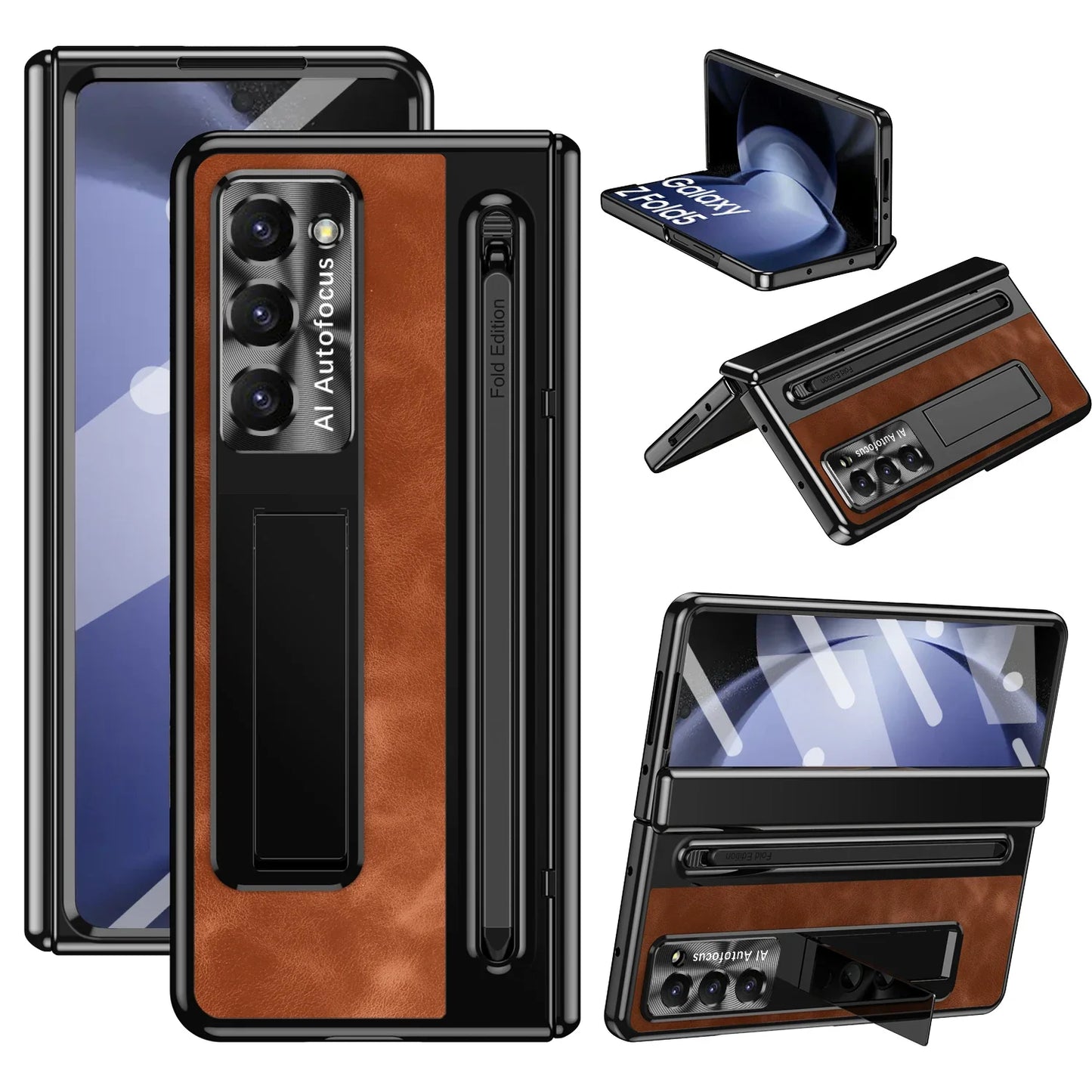 Durable Phone Case with Stand and Stylus for Galaxy Z Fold 5