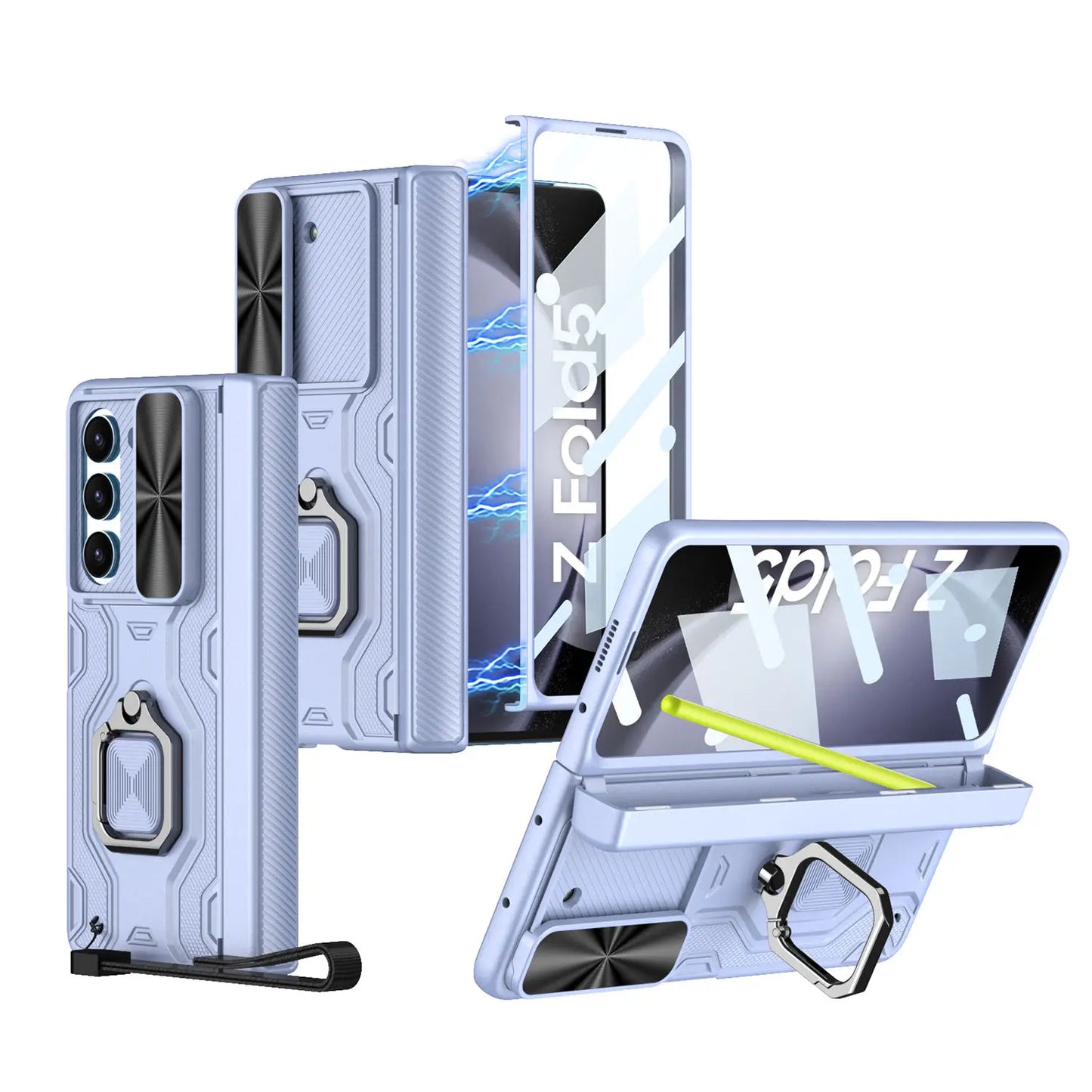 Durable Phone Case with Stylus Holder and Kickstand for Galaxy Z Fold