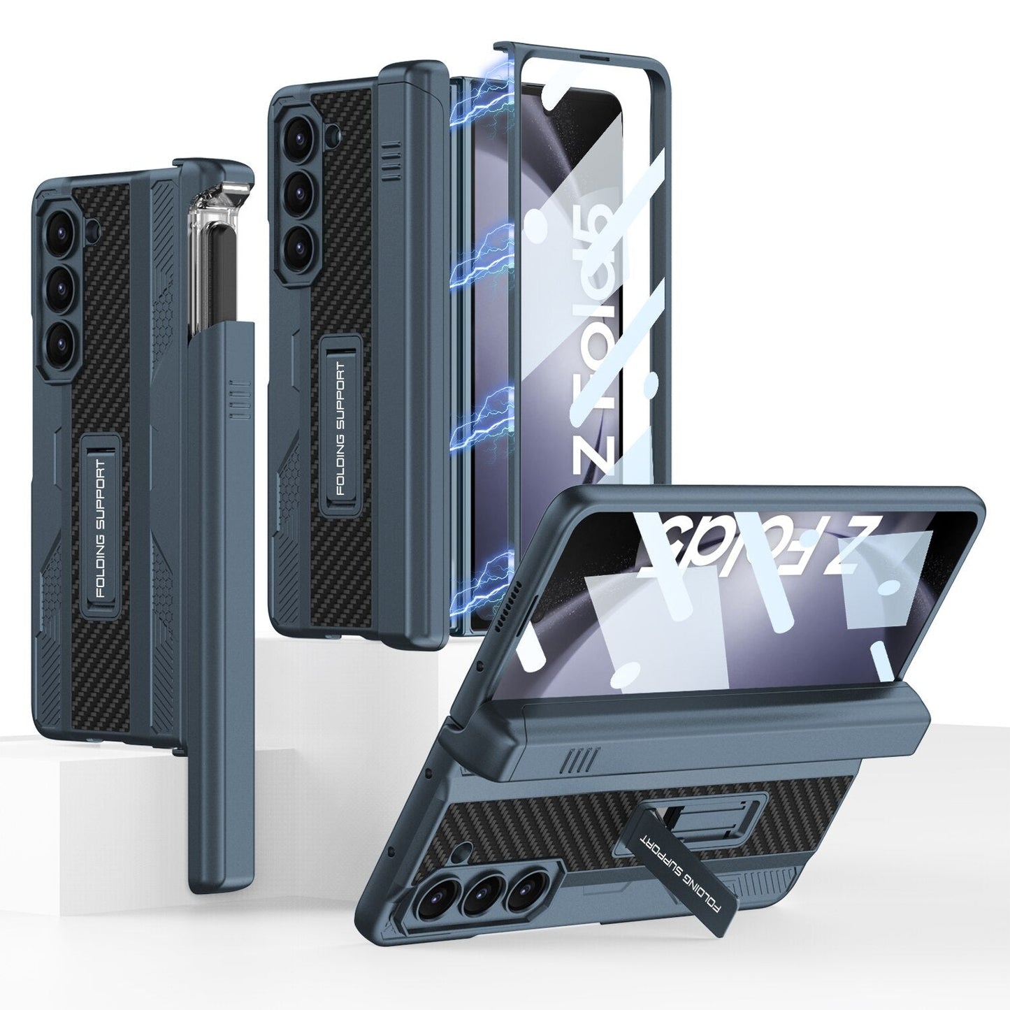 Durable Phone Case with Kickstand and Stylus Holder for Samsung Galaxy Z Fold 5