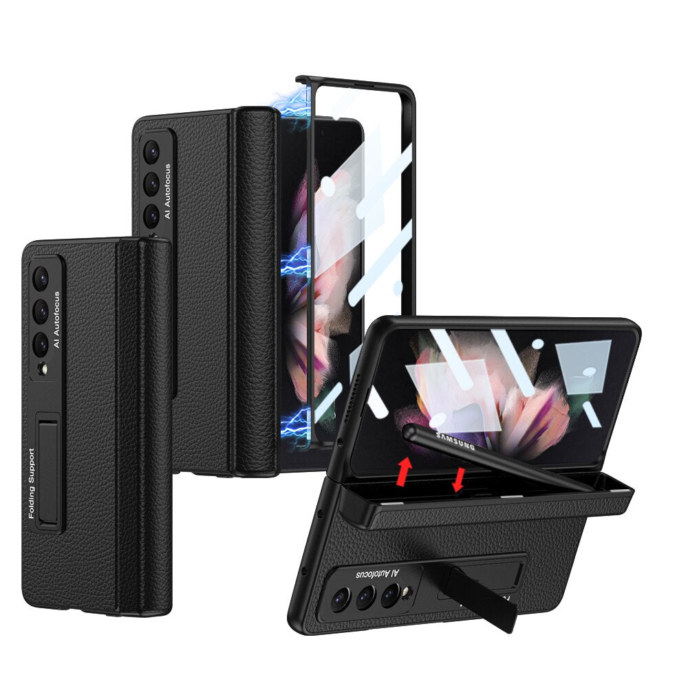 Clear Phone Case with Stand and Stylus Holder for Galaxy Z Fold 4