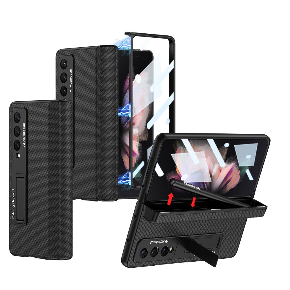 Clear Phone Case with Stand and Stylus Holder for Galaxy Z Fold 4