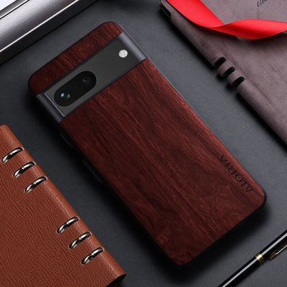 Natural Wood Grain Leather Phone Cover For Google Pixel 7 Pro