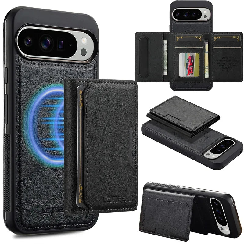 Premium Phone Flip Leather Wallet Case for Pixel