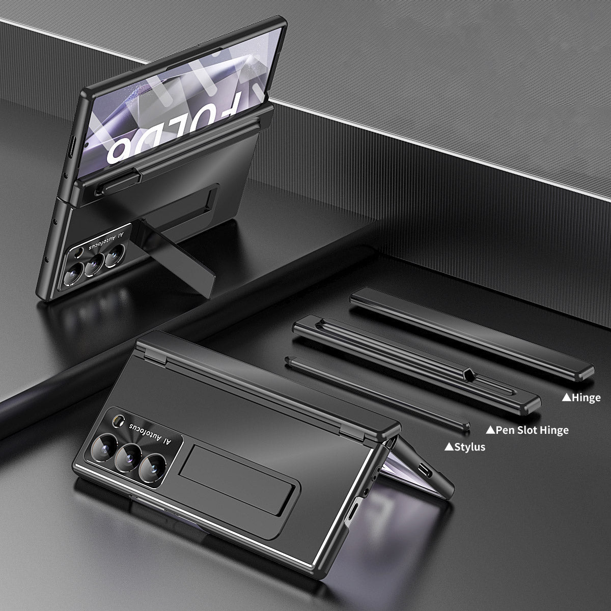Durable Metal Phone Case with Stand and Stylus Holder